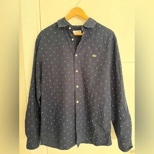Lacoste Men's Dark Blue Polka Dot Shirt